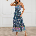 YESFASHION Women Summer Belted Floral Dress