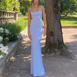 YESFASHION Women Cutout Backless Long Spaghetti Strap Dress