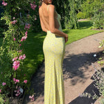 YESFASHION Women Cutout Backless Long Spaghetti Strap Dress