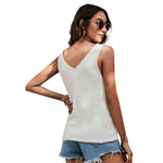 YESFASHION Women V-neck Tank Tops Knitted Shirt Elegant Vest