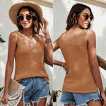 YESFASHION Women V-neck Tank Tops Knitted Shirt Elegant Vest