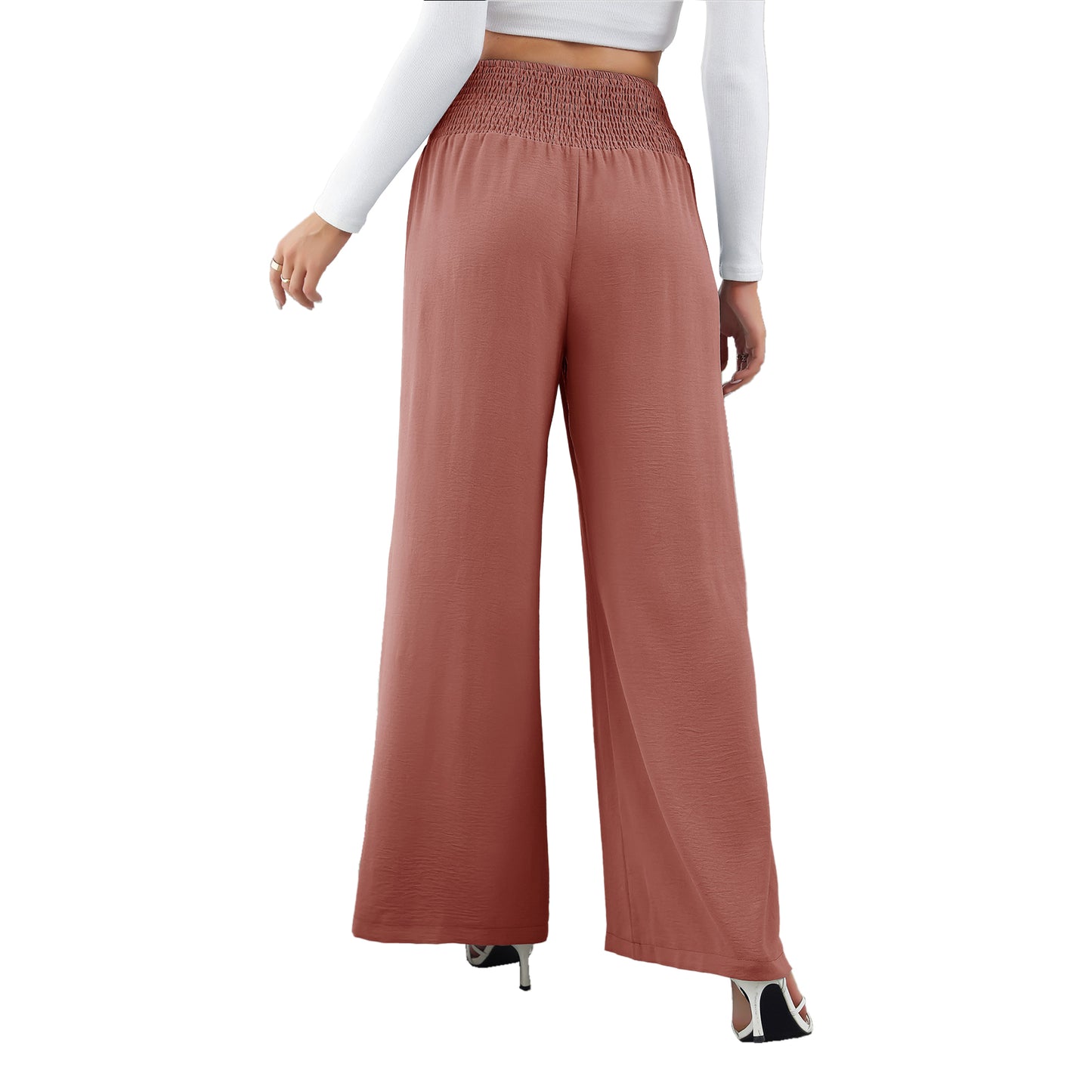 YESFASHION Women High Waist Wide Leg Pants Loose Fit