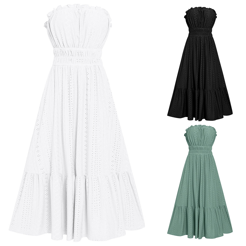 YESFASHION Women Summer Strapless Sexy Off Shoulder Dress