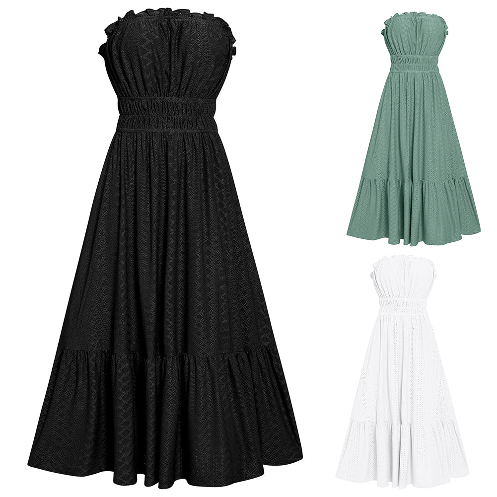 YESFASHION Women Summer Strapless Sexy Off Shoulder Dress