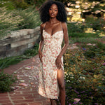 YESFASHION Women Lace Sexy Bohemian Floral Print Dress