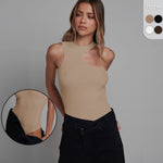 YESFASHION Sexy Halter Neck Cut Out Slanted Shoulder Tank Tops