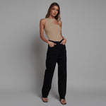 YESFASHION Sexy Halter Neck Cut Out Slanted Shoulder Tank Tops