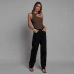 YESFASHION Sexy Halter Neck Cut Out Slanted Shoulder Tank Tops