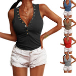 YESFASHION Women Tank Ribbed Slim Button Sleeveless T-shirt Tops