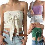 YESFASHION Women Sexy Front Twist Tube Strapless Tops