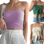 YESFASHION Women Sexy Front Twist Tube Strapless Tops