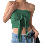 YESFASHION Women Sexy Front Twist Tube Strapless Tops