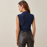 YESFASHION Women Sleeveless Mock Neck Crop Top Slim Fit Pullover Vest