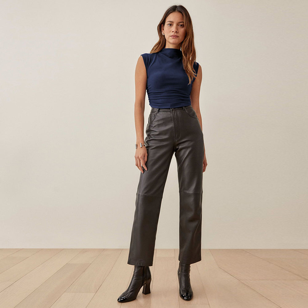 YESFASHION Women Sleeveless Mock Neck Crop Top Slim Fit Pullover Vest