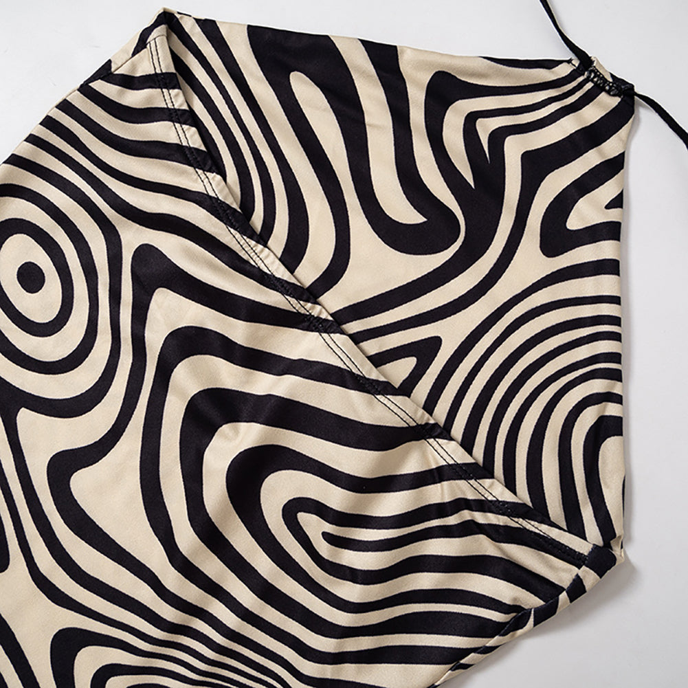 YESFASHION Women Mini Bodycon Contrast Backless Dress