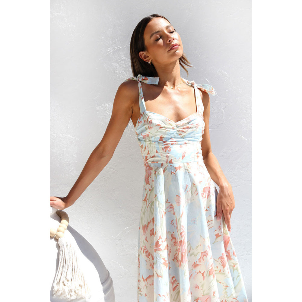 YESFASHION Women Summer V Neck Chiffon Dress