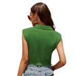 YESFASHION Women Knitted Vest Shirt Summer Lapel Tank Tops