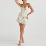 YESFASHION Women Summer Mini Floral Print Dress