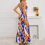 YESFASHION 2pcs Boho Halter Neck Crop Top Skirt Set Suit