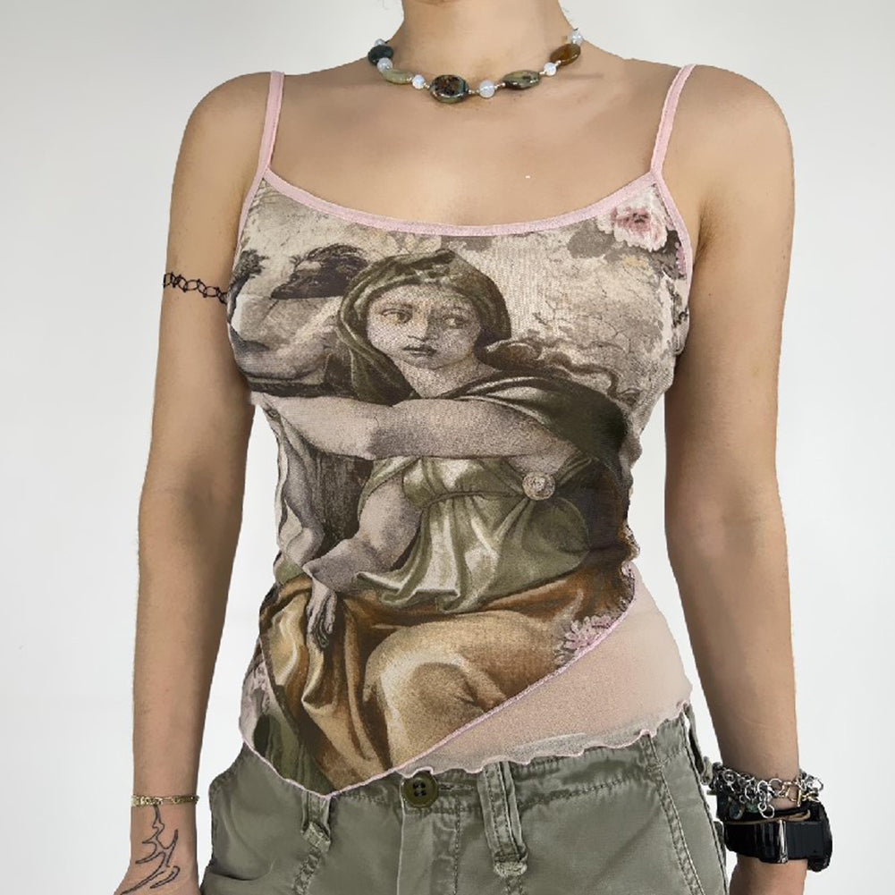 YESFASHION Women Sexy Tank Irregular Design Character Tops