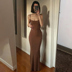YESFASHION Women Sexy Bodycon Skirt Sleeveless Long Cami Dress