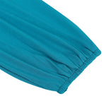 YESFASHION Women V-Neck A-Line Solid Plain Party Casual Mini Dress Blue Green