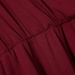 YESFASHION Women V-Neck A-Line Solid Plain Party Casual Mini Dress Wine Red