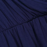 YESFASHION Women V-Neck A-Line Solid Plain Party Casual Mini Dress Navy Blue