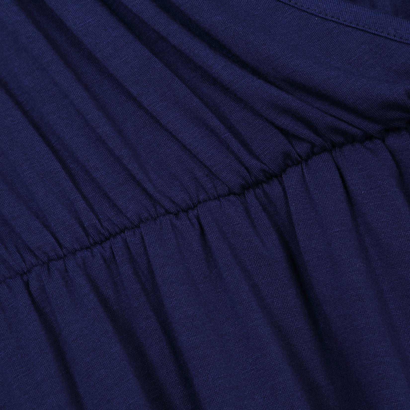 YESFASHION Women V-Neck A-Line Solid Plain Party Casual Mini Dress Navy Blue