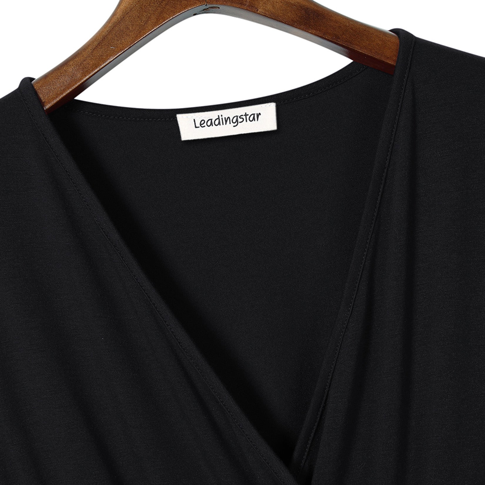 YESFASHION Women V-Neck A-Line Solid Plain Party Casual Mini Dress