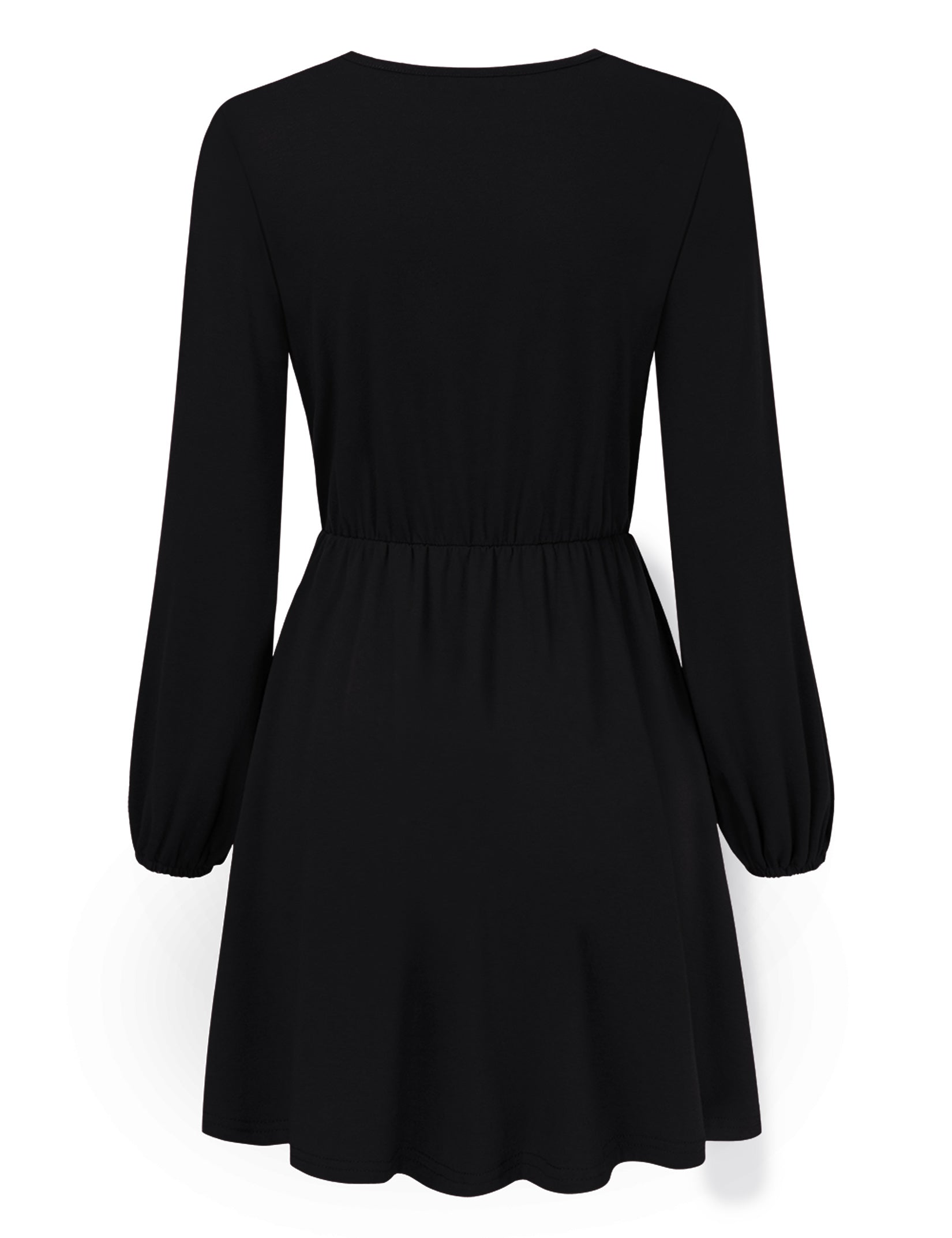 YESFASHION Women V-Neck A-Line Solid Plain Party Casual Mini Dress