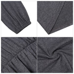 YESFASHION Women V-Neck A-Line Solid Plain Party Casual Mini Dress Grey