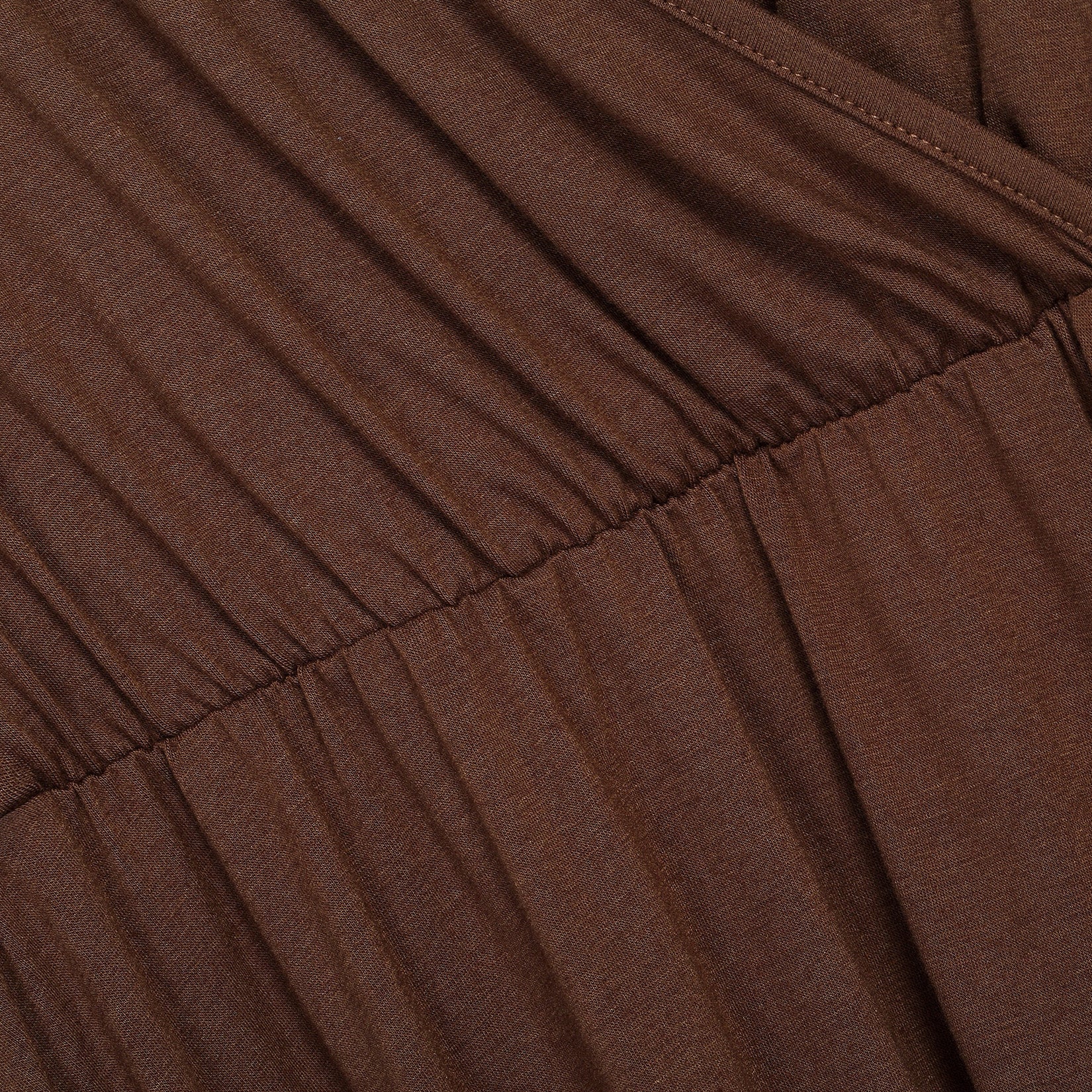 YESFASHION Women V-Neck A-Line Solid Plain Party Casual Mini Dress Brown