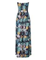 YESFASHION Women's Strapless Graceful Floral Party Maxi Long Dress Pineapple flower