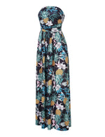 YESFASHION Women's Strapless Graceful Floral Party Maxi Long Dress Pineapple flower