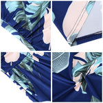 YESFASHION Women's Strapless Graceful Floral Party Maxi Long Dress Navy Blue