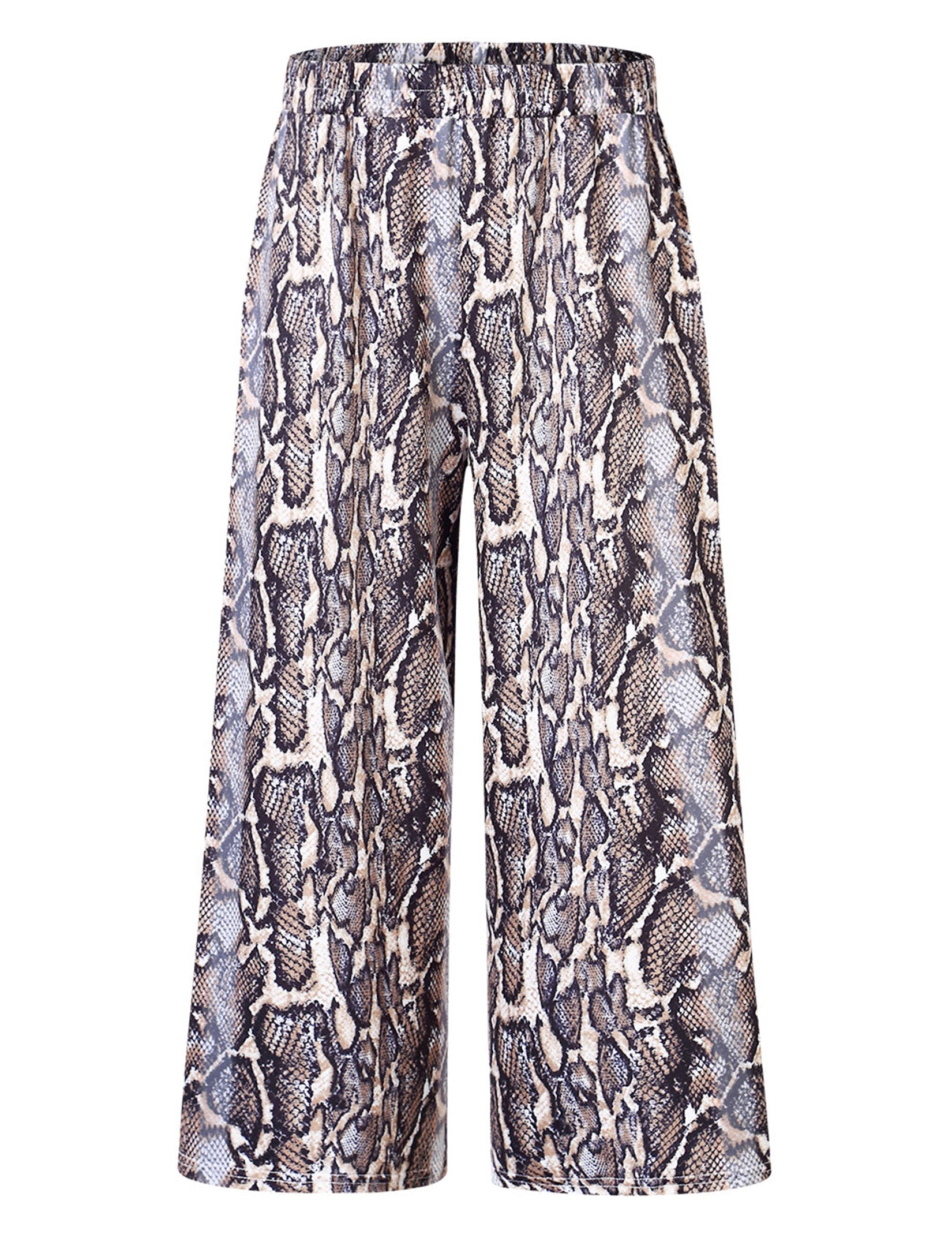 GLORYSUNSHINE Women's Elastic Waist Solid Wide Leg Pants Blue