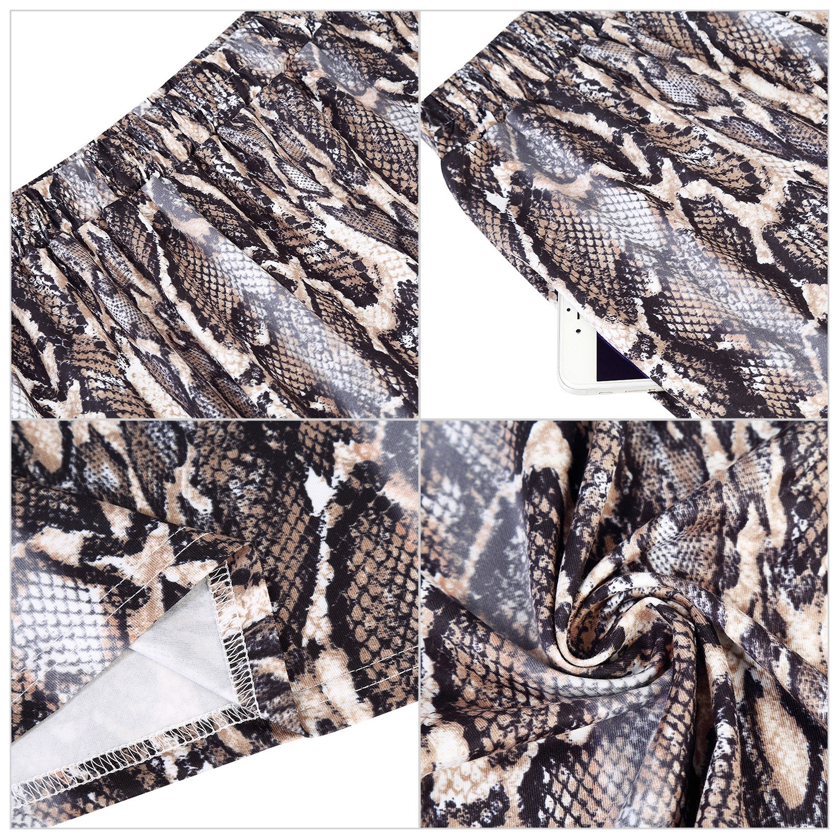 GLORYSUNSHINE Women's Elastic Waist Solid Wide Leg Pants Khaki