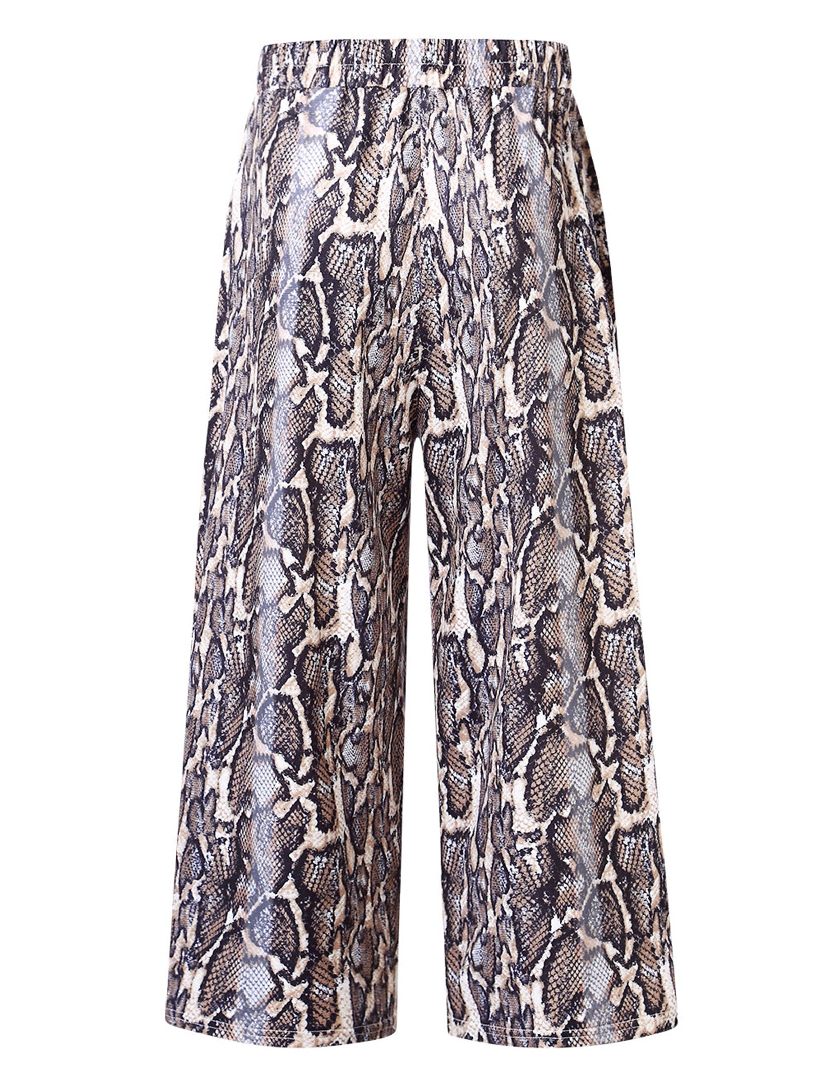 GLORYSUNSHINE Women's Elastic Waist Solid Wide Leg Pants Khaki