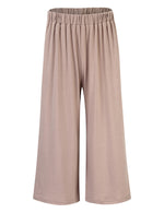 GLORYSUNSHINE Women's Elastic Waist Solid Wide Leg Pants Khaki