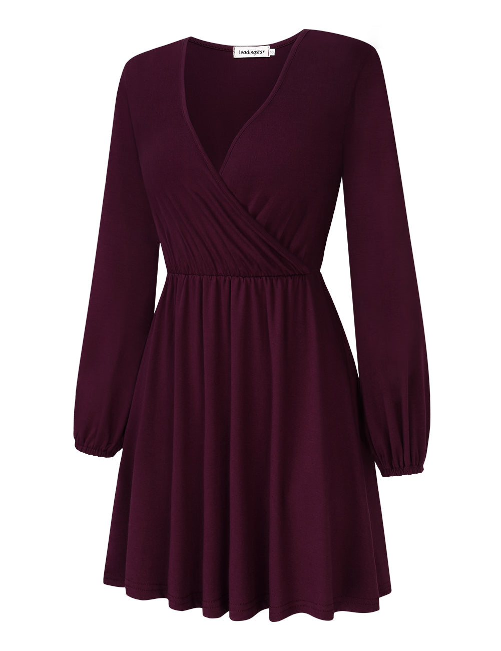 YESFASHION Women V-Neck Business Casual Party Mini Dress