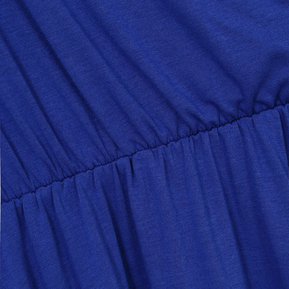 YESFASHION Women V-Neck Business Casual Party Mini Dress Dark Blue