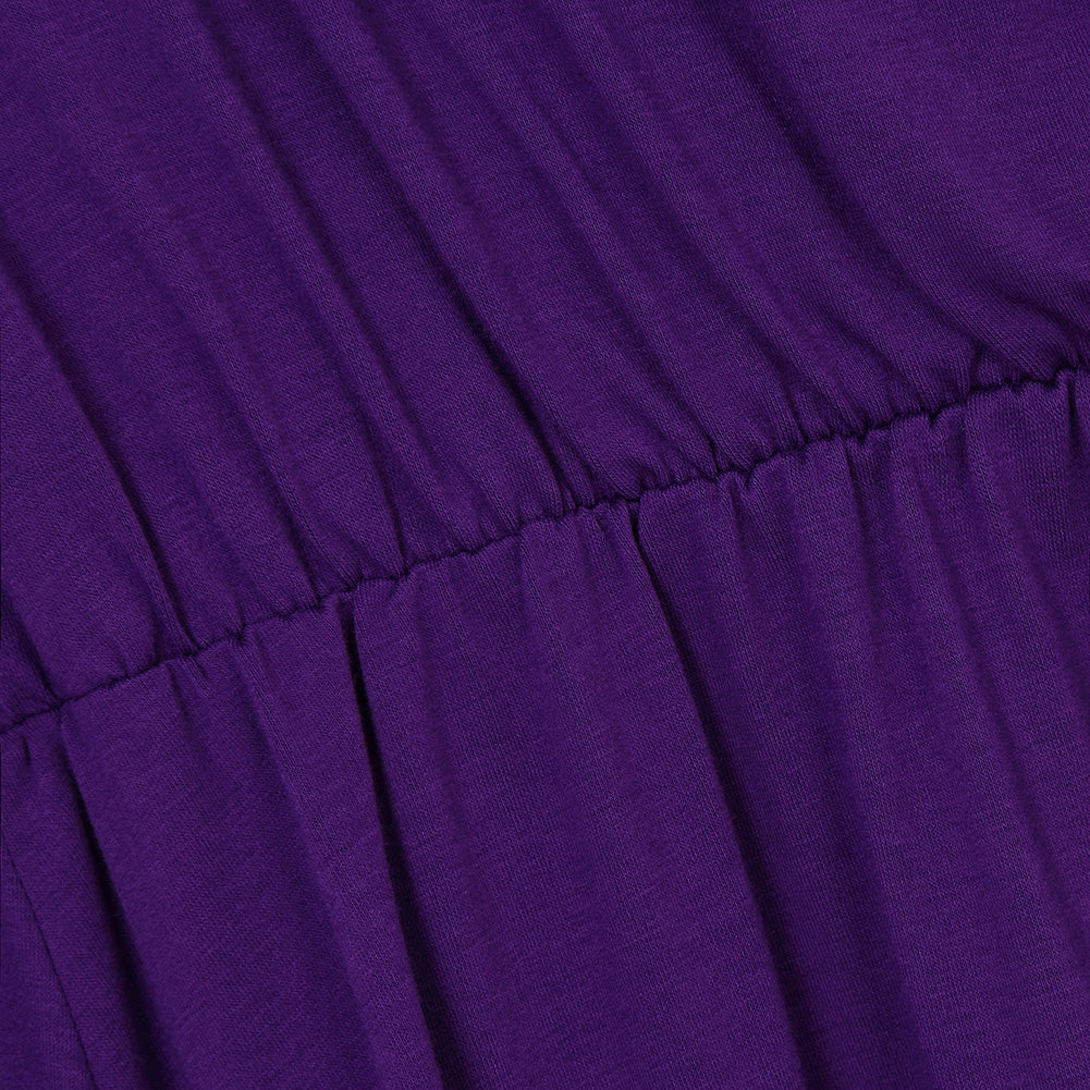 YESFASHION Women V-Neck Business Casual Party Mini Dress Purple