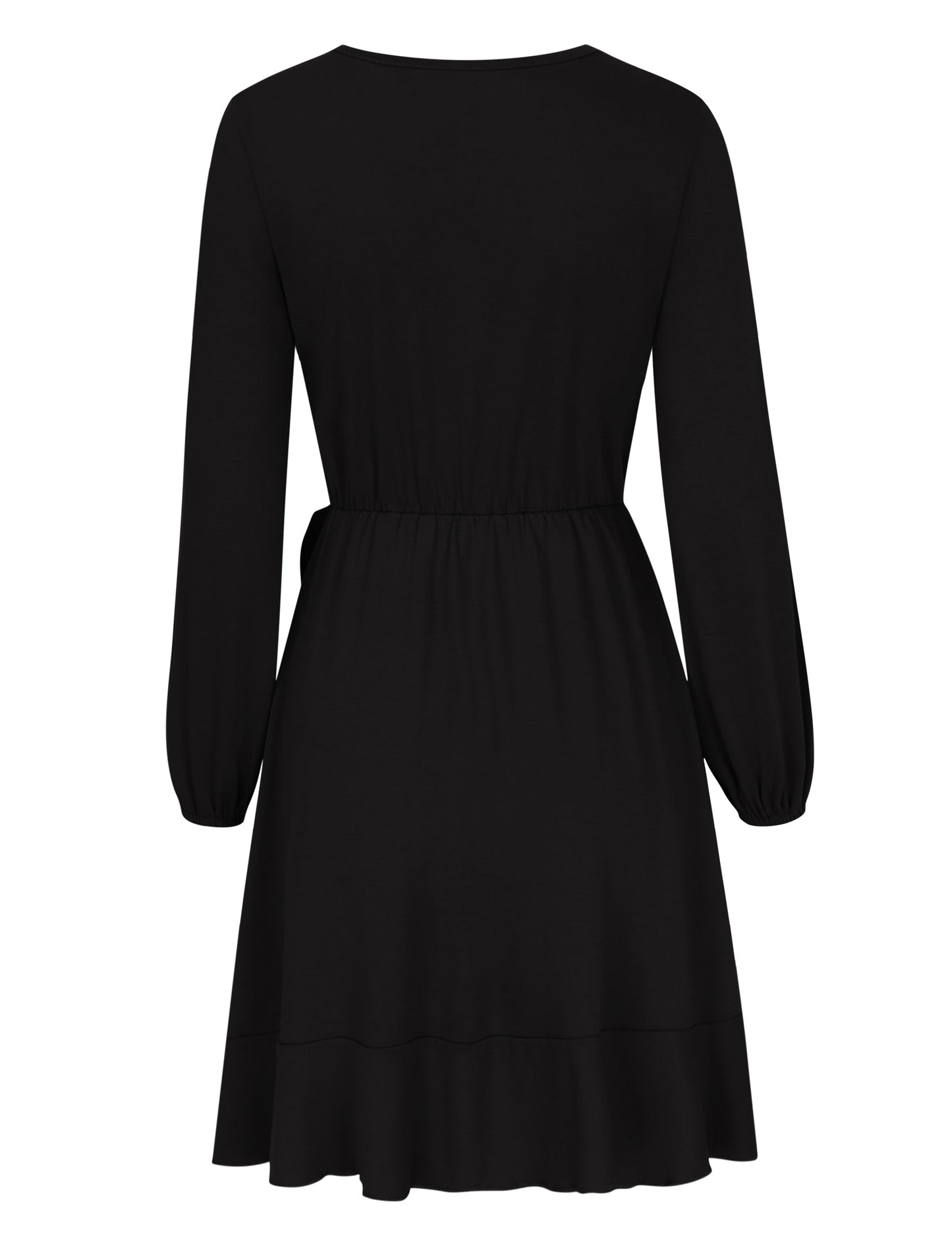 YESFASHION Women's Vneck A-Line Ruffles Cocktail Party Dress Black