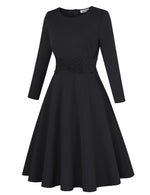 YESFASHION Ladies Cocktail Embroidered A-Line Dress Black
