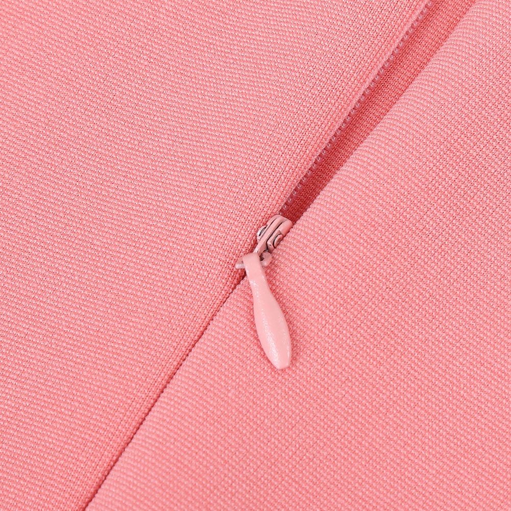 YESFASHION Ladies Cocktail Embroidered A-Line Dress Pink