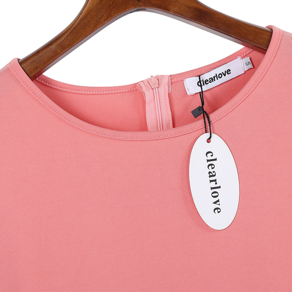 YESFASHION Ladies Cocktail Embroidered A-Line Dress Pink