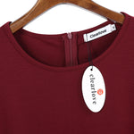 YESFASHION Ladies Cocktail Embroidered A-Line Dress Red