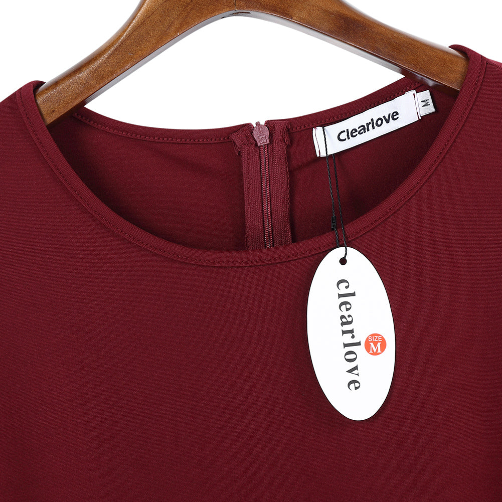 YESFASHION Ladies Cocktail Embroidered A-Line Dress Red