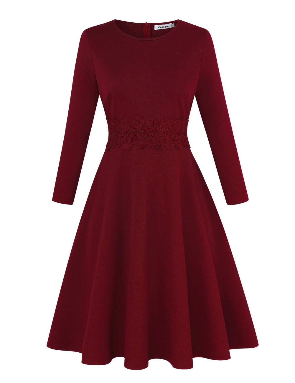 YESFASHION Ladies Cocktail Embroidered A-Line Dress Red